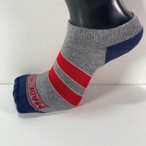 Made Here No Show Socks Gray Red Striped